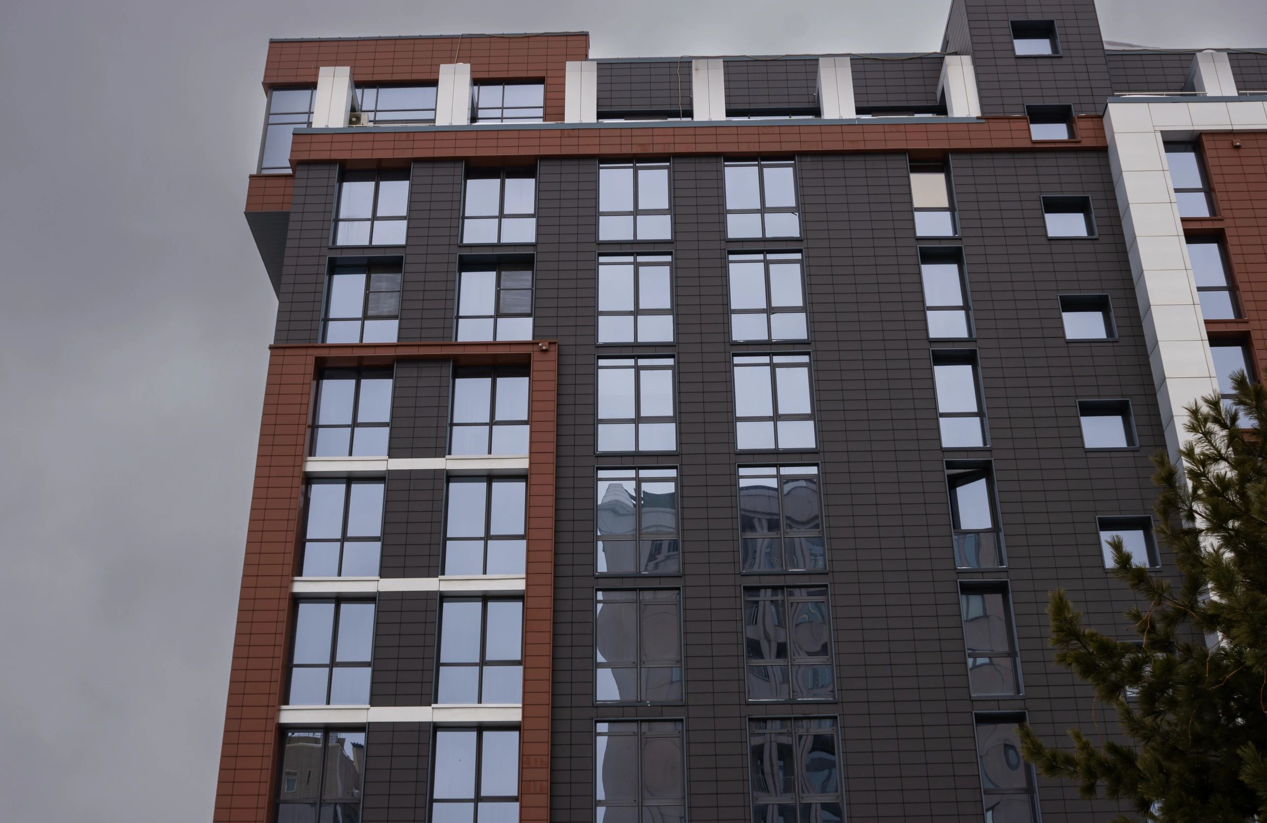 Modern apartment building exterior for rental marketing